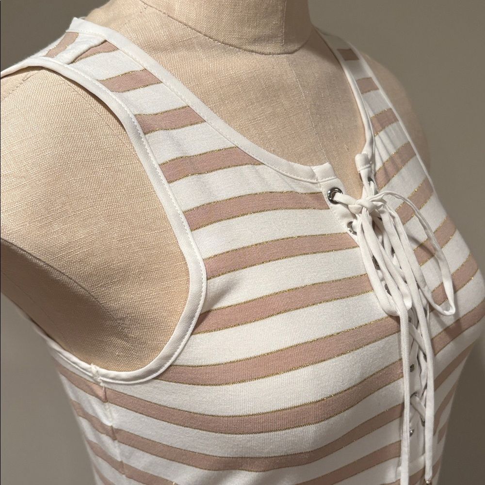 White House Black Market Striped Lace-Up Tank Size XS - Picture 4 of 10